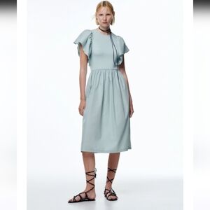 Zara Ruffled Dress Light Green Size Small